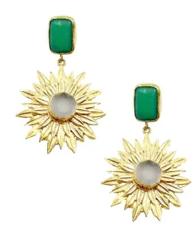 PENDIENTES MUJER DORADOS CON PIEDRAS TURQUESAS PARA BODAS