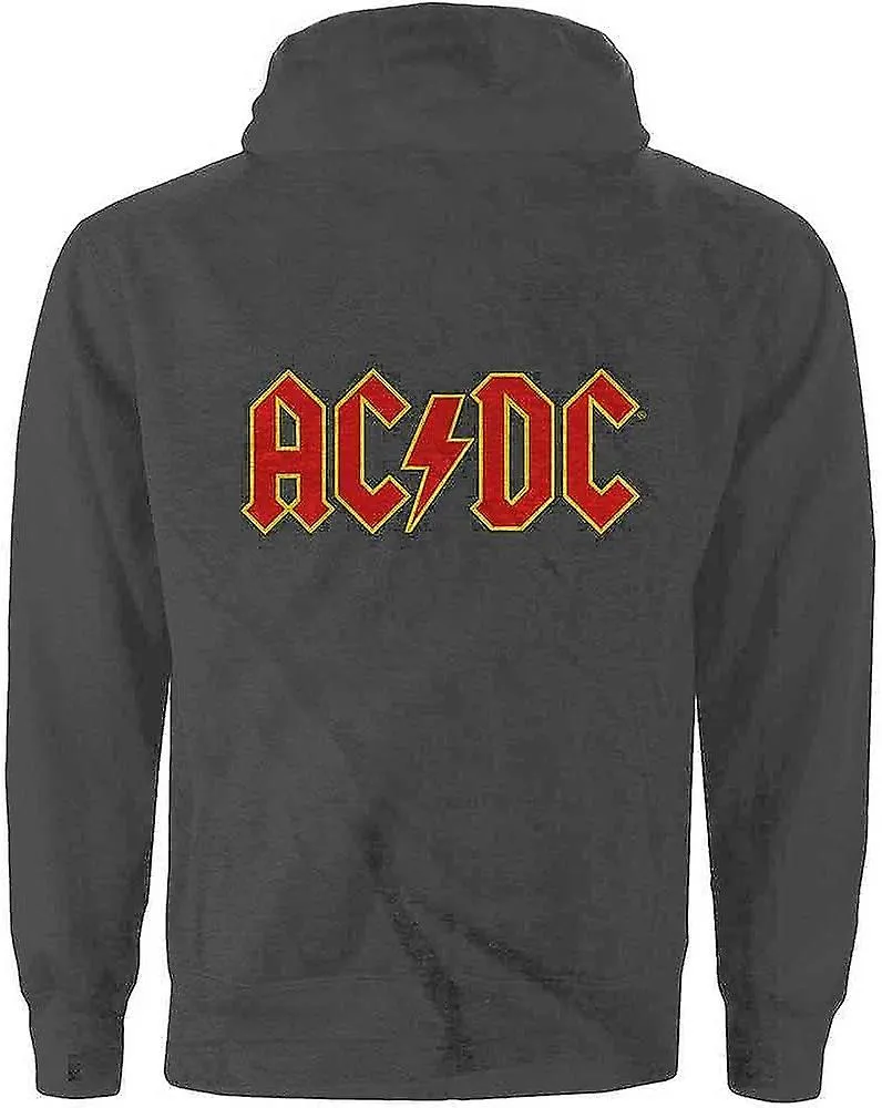 Sudadera con capucha con cremallera y logotipo de AC/DC para hombre (estampado en la espalda) negra